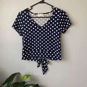 Rainbows & Cupcakes blue and white polka dot t-shirt